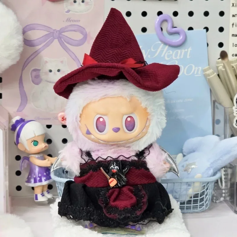 Fashion Halloween Clothes Set Cute Pumpkin Dress With Hat For 17cm Labubu V3 Doll Clothes Outfit Accessories Ropa Labubu