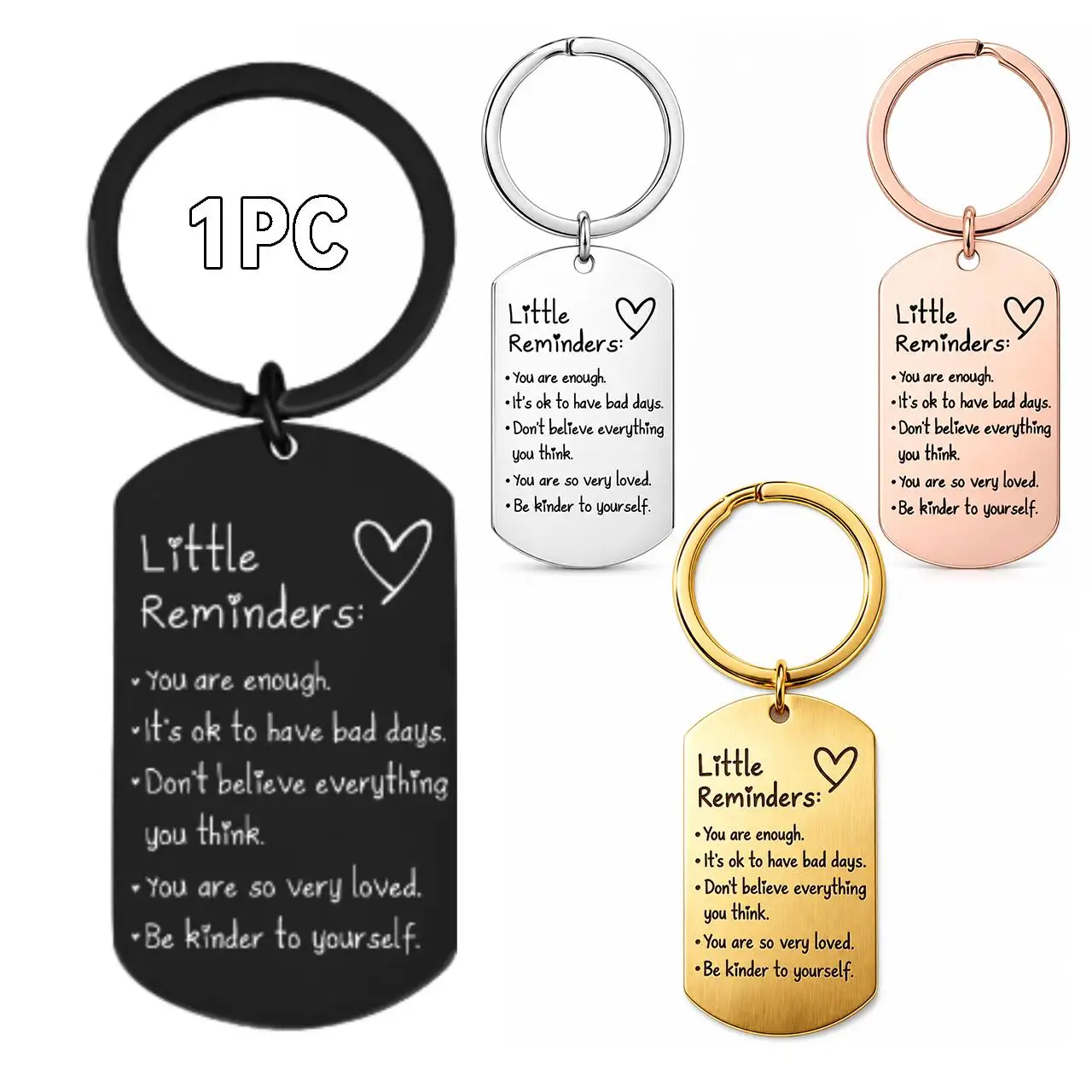 Unisex Minimalist Slogan Keychain Palm-Sized Polyester Nylon Fabric Daily Carry Keyrings Uplifting Gift for Friends