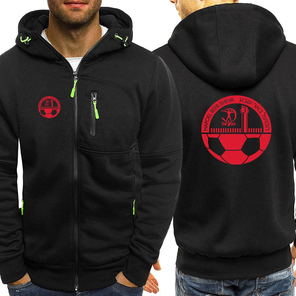 HAPOEL BEER SHEVA Printed Men's Hoodies Hooded Sweatshirt Outwear Warm Coat Jacket Plain Zip Up Casual Comfortable Coat Tops