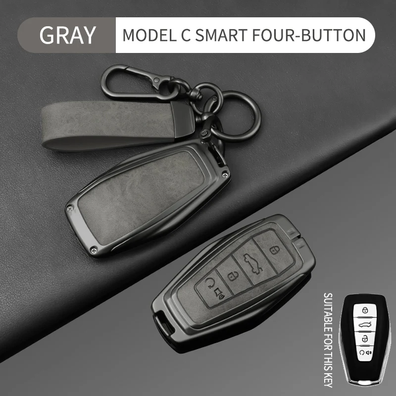 Metal Leather Car Key Case,For Geely Coolray X6 X7 EX7 Atlas pro Geometry C Emgrand Global Kulrey Hawk GX7 Okavango NL3 SUV GT