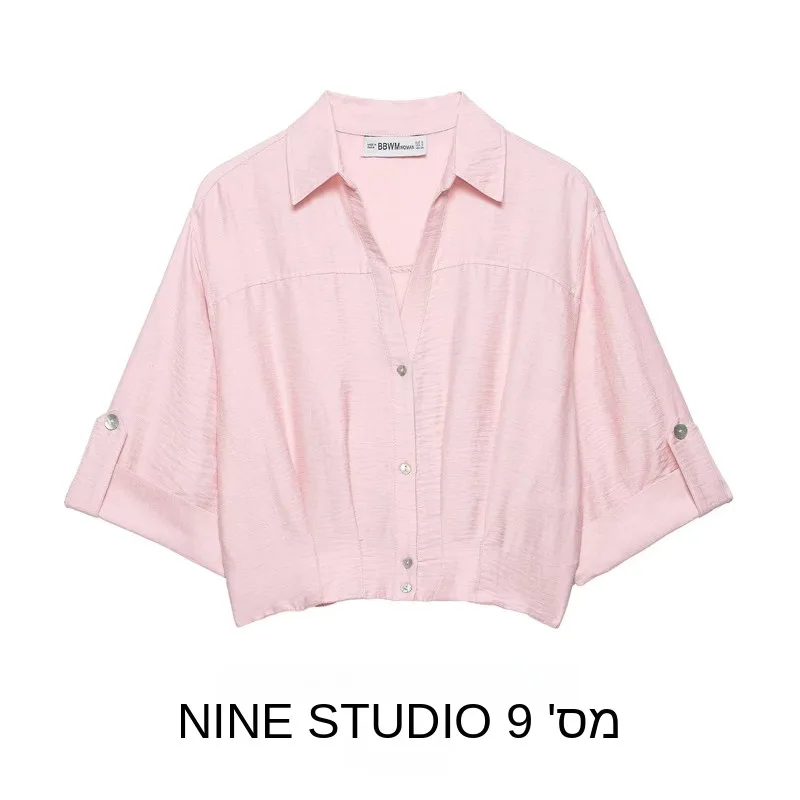 

Повседневная женская рубашка без рукавов из хлопка и льна с эластичным подолом и подворачивающимися рукавами, в европейском стиле, модная женская блузка