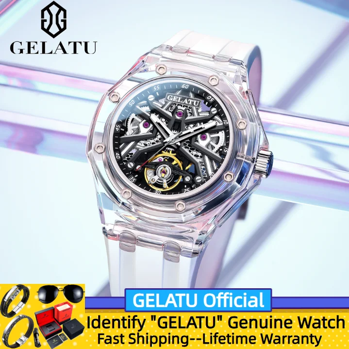 

GELATU 8002 Men's Watch 43mm Big Dial Automatic Mechanical Watches Waterproof Luminous Man Wristwatch NEW