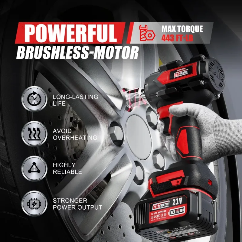 

21 В постоянного тока, бесщеточный двигатель, ударный гайковерт, отвертка 800 нм, аккумуляторная литий-ионная отвертка для самостоятельного промышленного использования и ремонта автомобилей