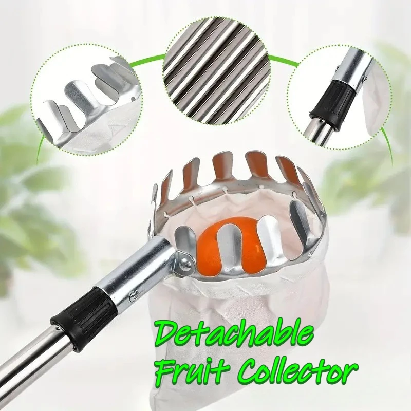 Detachable Fruit Picker Head – Orchard Harvesting Tool for Apples, Pears Oranges | High-Tree Fruit Catcher Pouch with Collector