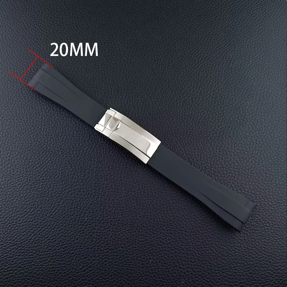 20mm black/white rubber strap accessories, stainless steel buckle watch accessories, tool suitable for GMT watch case strap