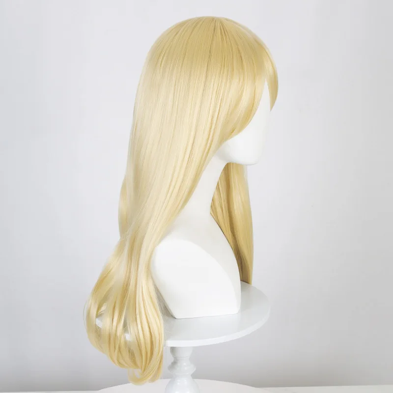 شعر مستعار اصطناعي أشقر طويل مجعد للنساء خط شعر طبيعي مقاوم للحرارة بدون صمغ زي للحفلات التنكرية اليومية #3