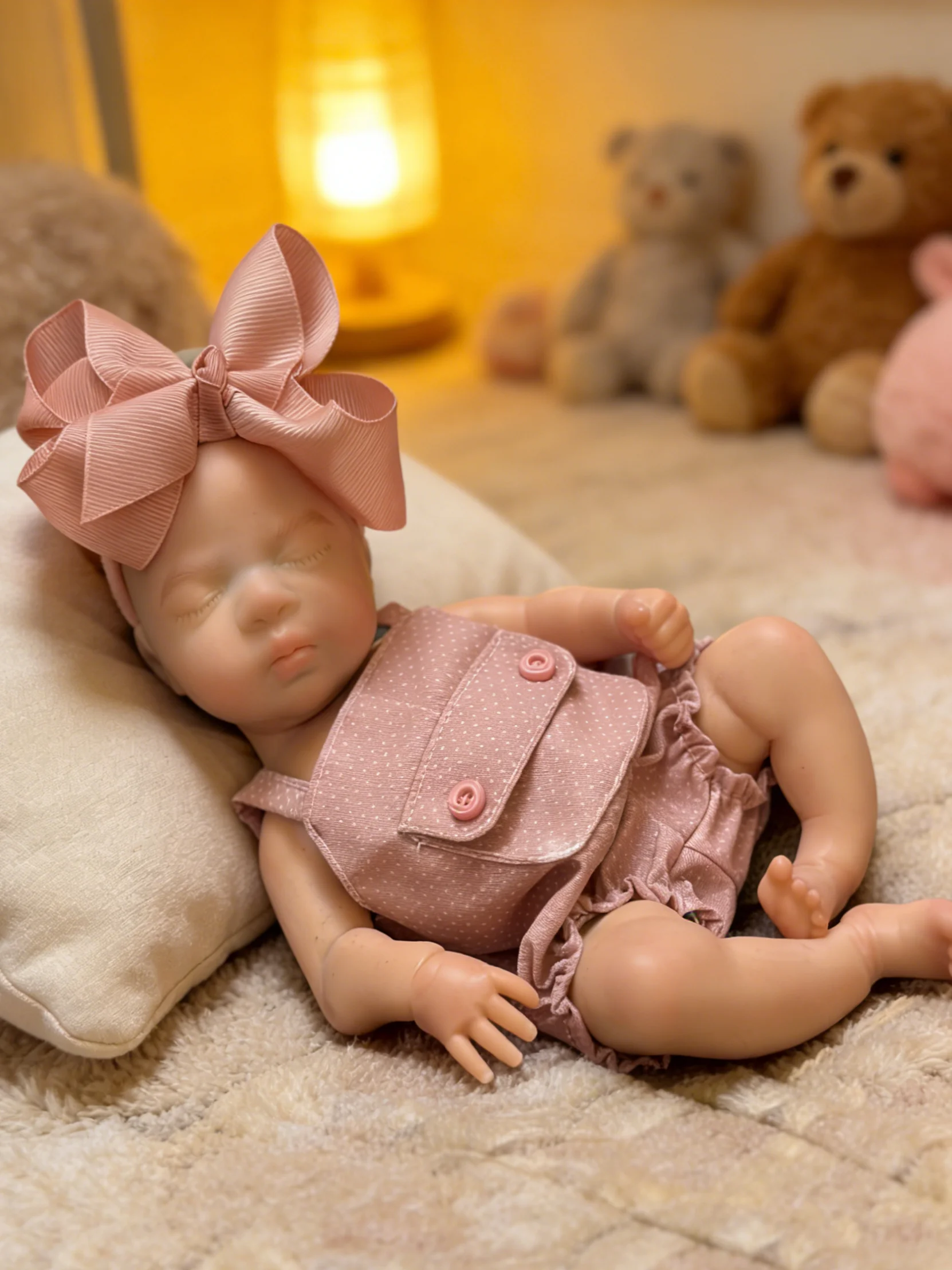 

13 Inch Can Open Mouth Whole Body Silicone Reborn Girl Doll Can Open Mouth Handmade 3D-Painted Newborn Doll