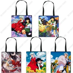 New Arrival Custom Inuyasha Style Fashion Anime Foldable Canvas Shopping Bag Casual Shoulder Bags Women Unisex Handbag