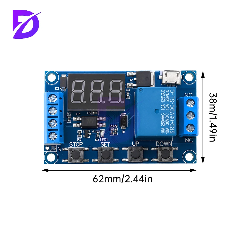Timer Relay Time Delay Relay DC 6-30V Delay Controller Board Trigger Delay Switching Relay Module with LCD Display