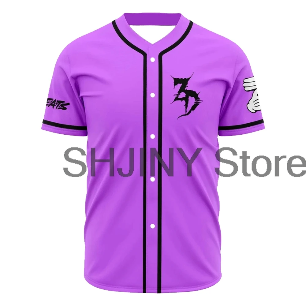 Zeds Dead Jac Purple Jersey Baseball Jacket Shirts Short Sleeve Button-up Tee Women Men Streetwear Fashion Clothes