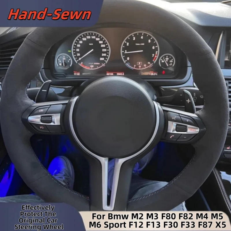 

Car Steering Wheel Cover Hand-Sewn Genuine Leather For Bmw M2 M3 F80 F82 M4 M5 M6 Sport F12 F13 F30 F33 F87 X5 Car Accessories