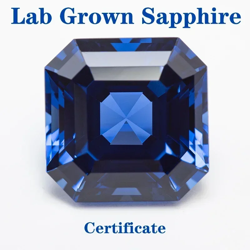 Lab Grown Sapphire Square Chamfer Cut Royal Blue Color VVS1 Selectable AGL Certificate Charms DIY for Jewelry Making Materials