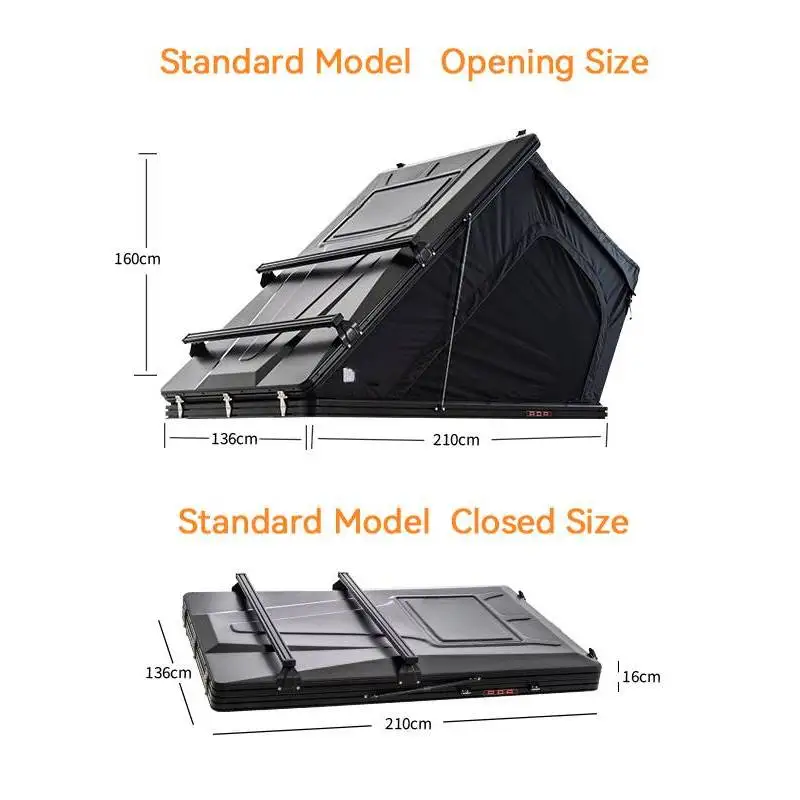 Two Adults Fit Roof Cross Bar 4X4 Offroad Camping Slim Triangle Hard Shell Aluminum Quick Setup Car Tent For - Person