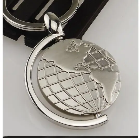 100pcs/lot fashionwoman man globe keychain unisex alloy globe key ring