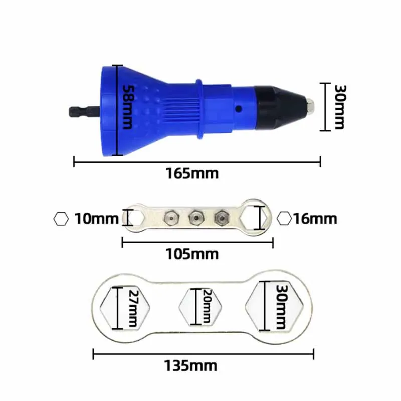1Set Electric Pull Rivet Conversion Adapter Multi-function Electric Rivet Nut Guns Riveting Drill Adaptor Nut Tool  Nail Gun