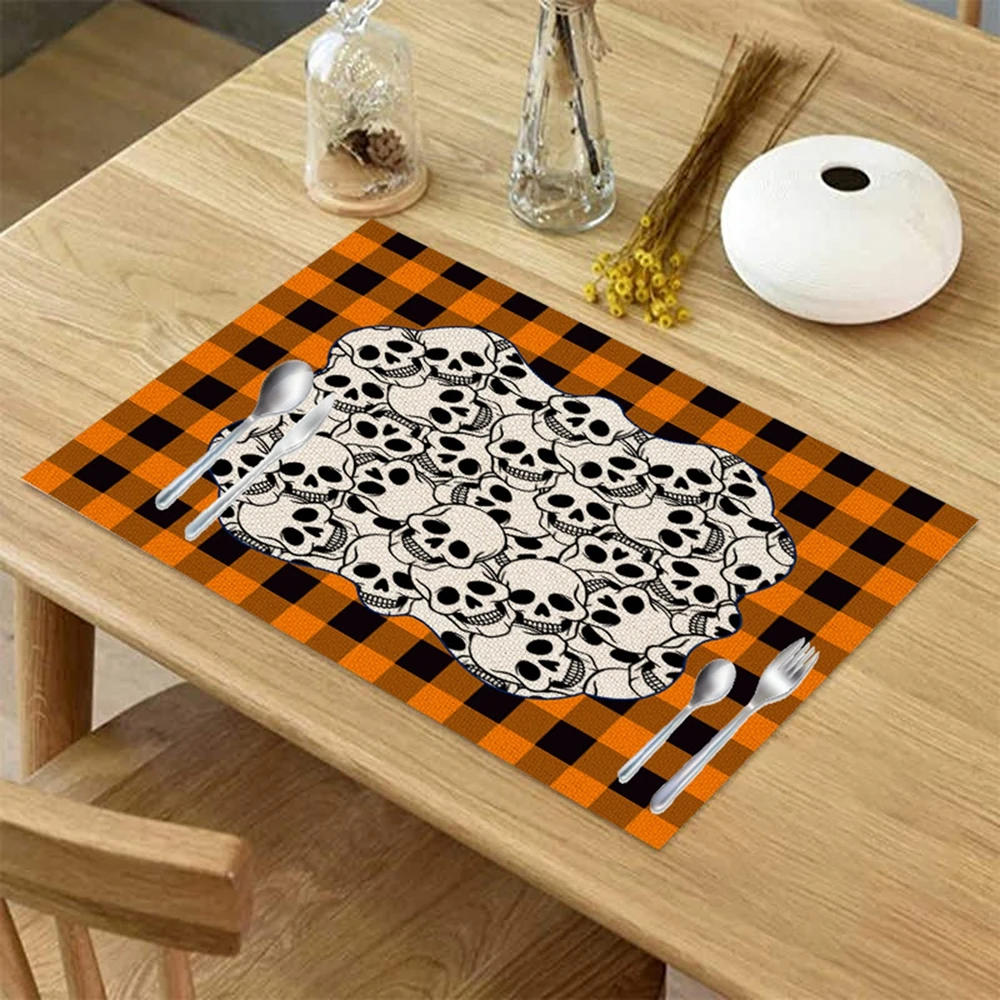 Halloween Linen Place Mats Placemats For Children Kids Fabric Coaster Table Decoration Mat Kitchen Dining Place Mats Pad