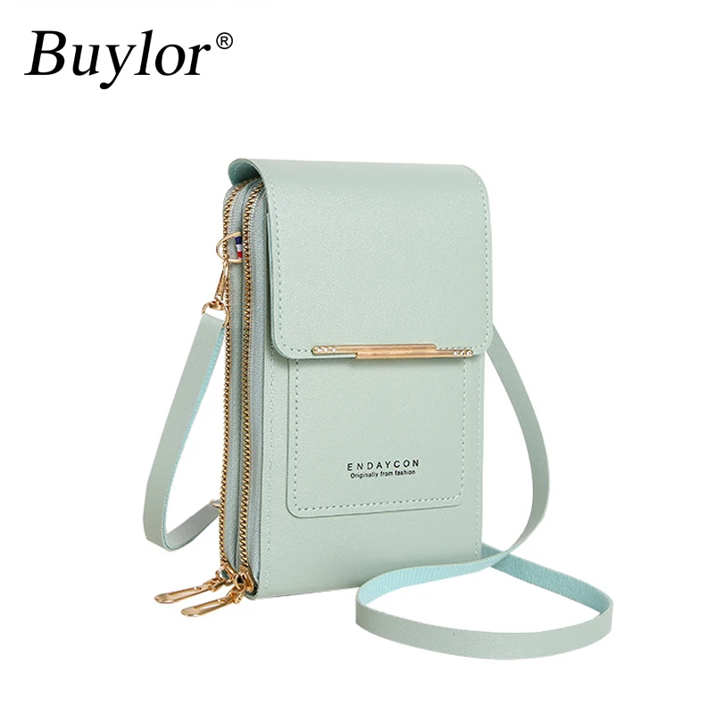 Buylor Women\'s Handbag Touch Screen Cell Phone Purse Shoulder Bag Female Cheap Small Wallet Soft Leather Crossbody сумка женская