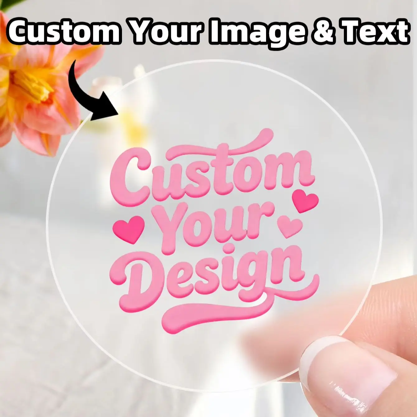 1-90PCS Custom Round Clear Stickers for Cookie Jars, Candle Jars, Pen Holders, Picture Frames, Gift Tins & Shoeboxes Labels