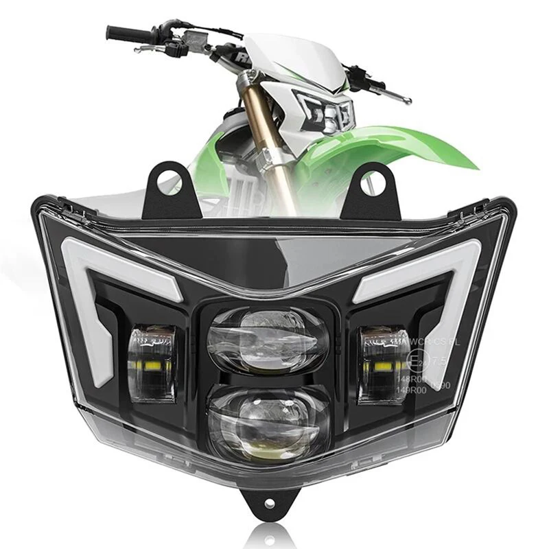 New E24 Headlight Assembly For KAWASAKI KLX250 KLX150 D-Tracker 125 KLX 150 Dirt Bike Motocross Racing LED Light Head Lamp DRL