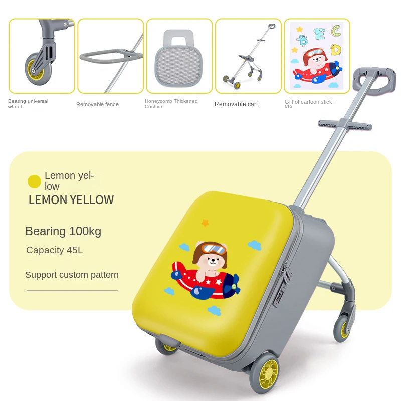 

Детский чемодан, детский чемодан для верховой езды с предохранителем, съемный кодовый замок, дорожный чемодан, 20-дюймовый чемодан для ручной клади