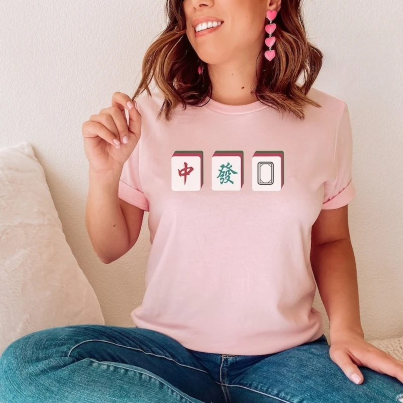 I Love Mahjong Chinese New Year Huat Auspicious Color 2026 Year of The Horse CNY Shirt Unisex Graphic Tshirts All-match Shir