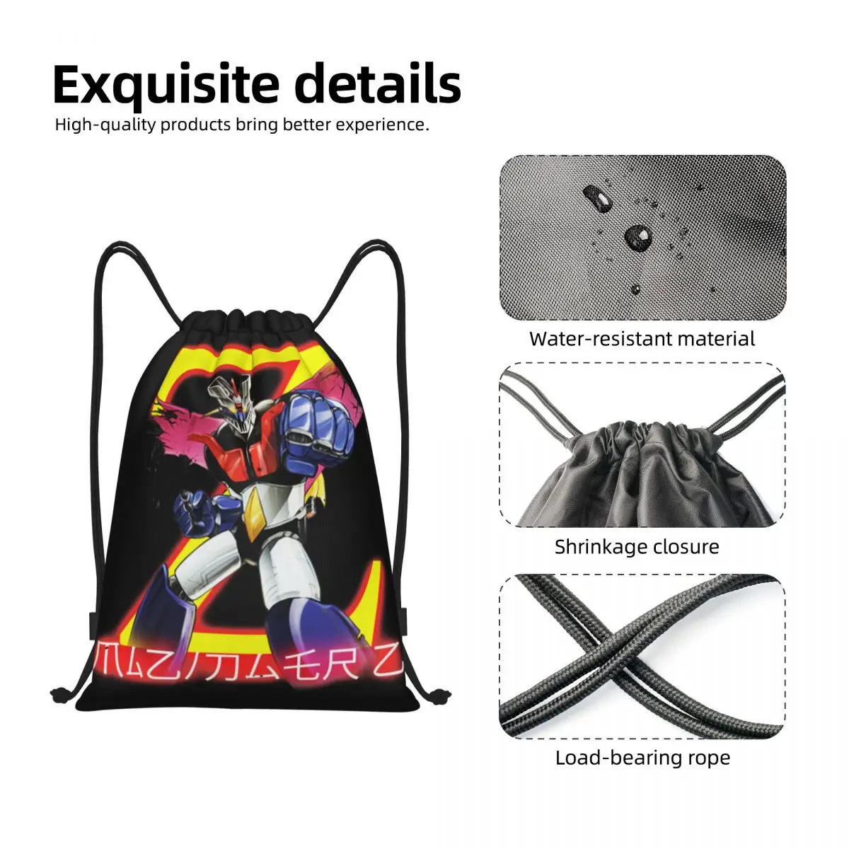 Mazinger Z Super Robot Backpack Drawstring Sports Gym Bag String Sackpack for Working Out