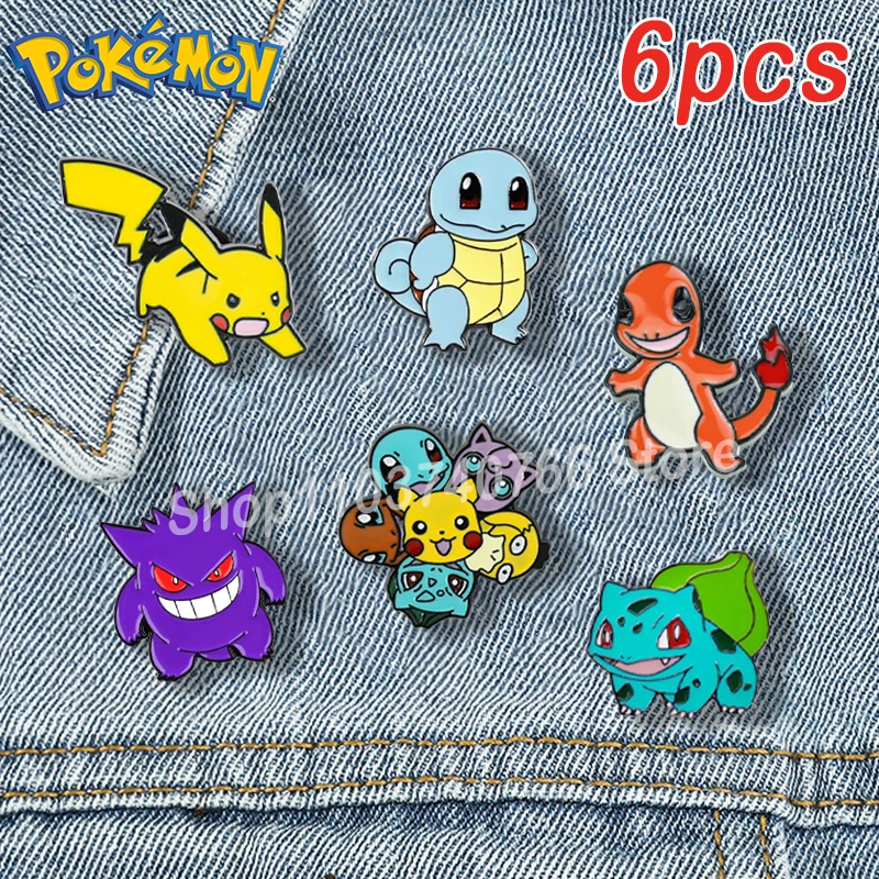 

Pokemon Anime Enamel Pins Pikachu Charmander Gengar Cartoon Brooch Kawaii Backpack Pin Accessories for Women Man Jewelry Gift