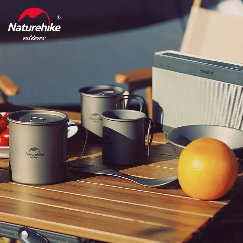 Imagem -02 - Naturehike Titanium Cup Camping Mug Louça Turística Utensílios de Piquenique Suprimentos de Cozinha ao ar Livre Panelas de Cozinha de Viagem Panela