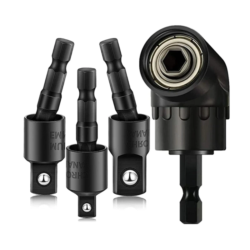 Impact Drill Bit Extension Swiveling Bit Tip Holder 1/4 3/8 Adapter Set 105 Degree Drill Attachment