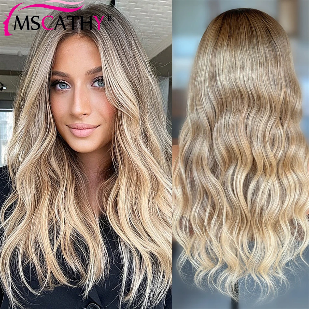 Balayage Honey Blonde Ombre Hightlight Lace Front Wigs Human Hair Transparent Body Wave Lace Frontal Remy Human Hair Wig Pre Cut