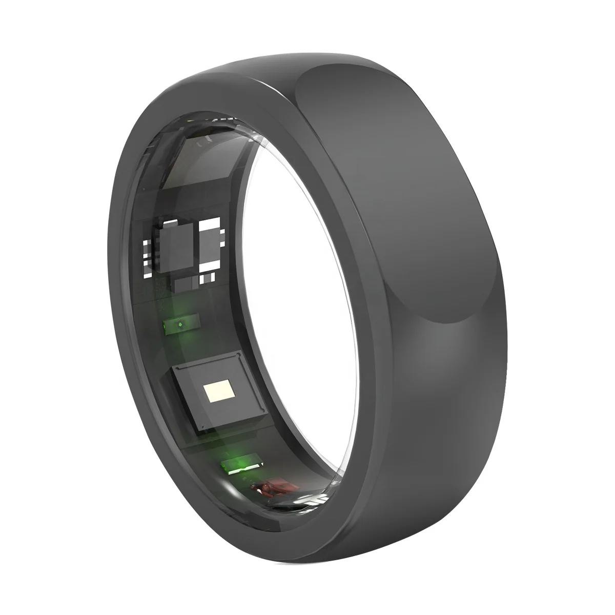 Advanced Wearable Device Black Titanium Smart Ring Wireless Charging Monitoring Physical Conditions Data from Your Finger