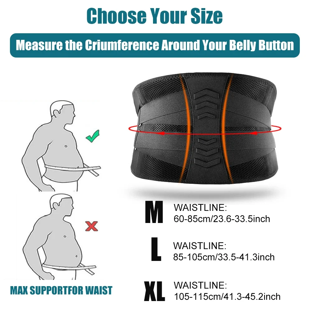 GOMOREON Lower Back Brace for Lower Back Pain Relief for Men & Women, Sport Lumbar Back Waist Support Belt with Compression Band