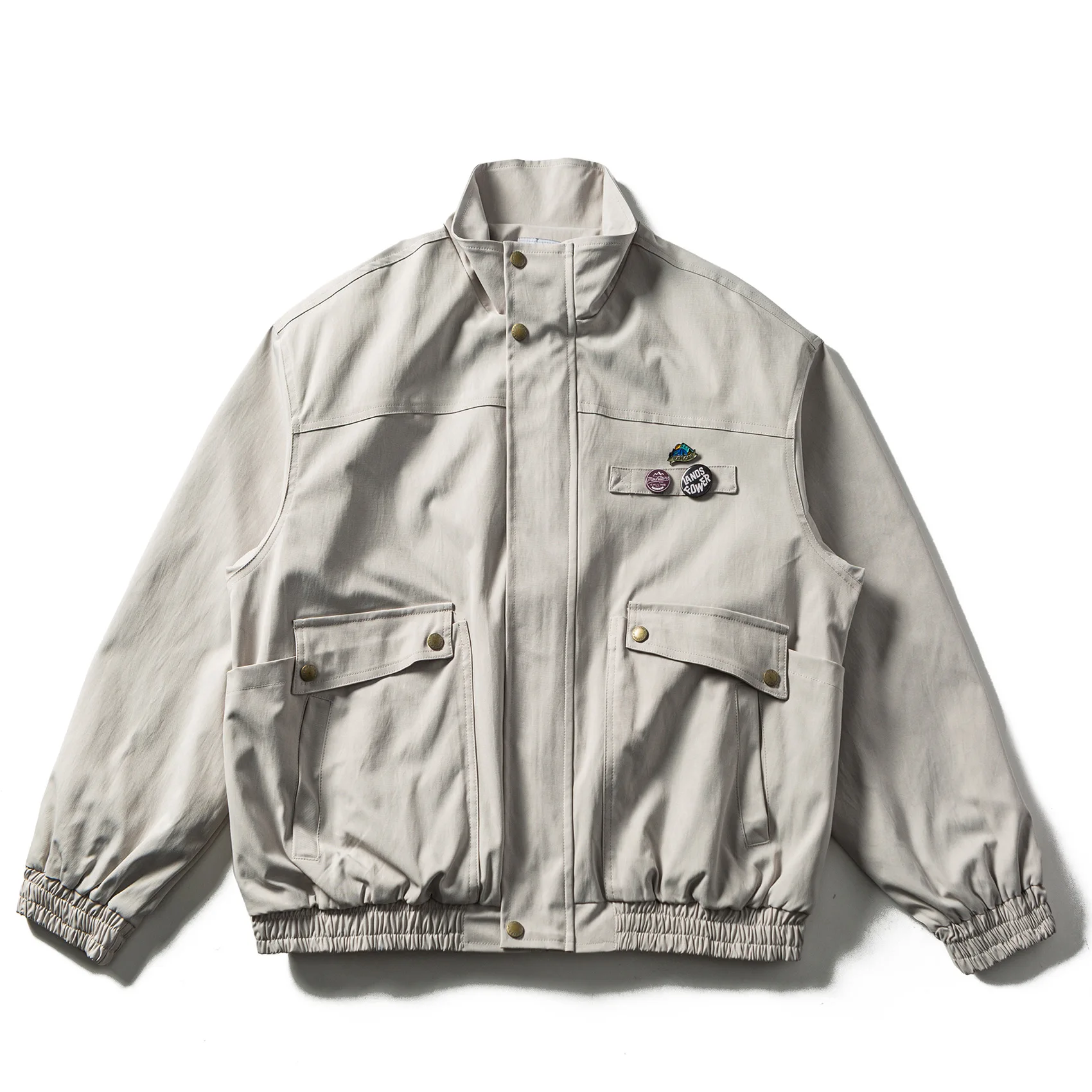 

Японская ретро-куртка в стиле Амекаджи с нашивками, многокарманная рабочая куртка унисекс, свободная куртка с воротником-стойкой, повседневная байкерская куртка, модные пальто