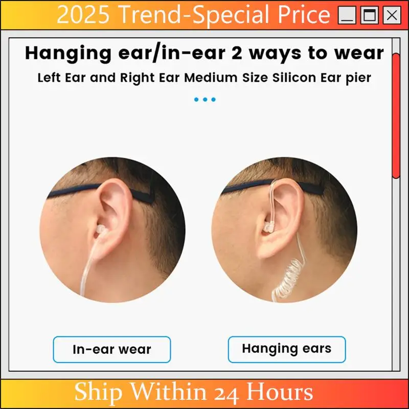 

CHYY Top 3.5Mm Police Listen Only Acoustic Tube Earpiece With One Pair Medium Earmolds For Speaker Mics