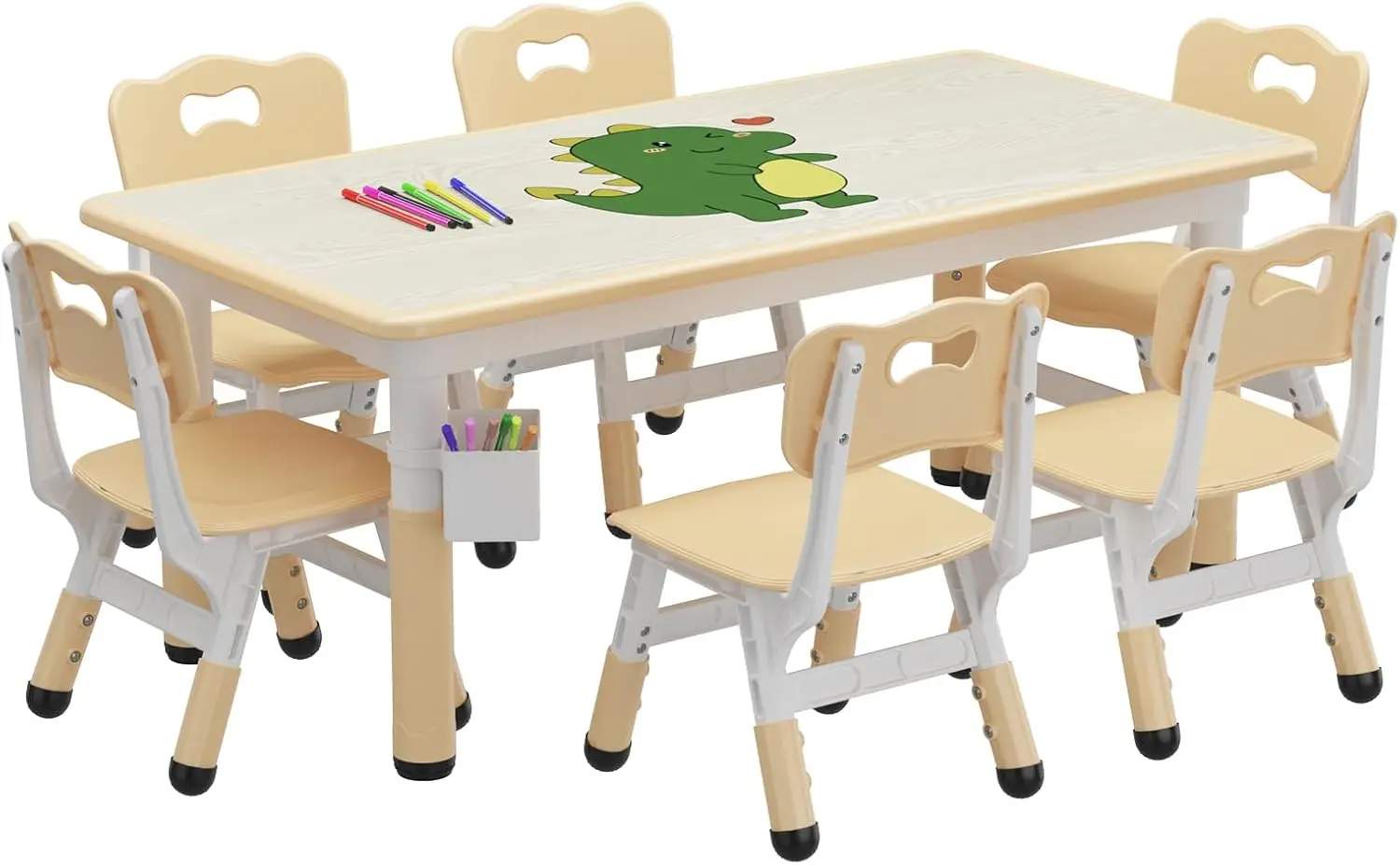 Ensemble de chaises avec boîte de rangement, table et chaises réglables pour tout-petits de 2 à 10 ans, bureau graffiti, pieds coordonnants, recommandé pour les enfants