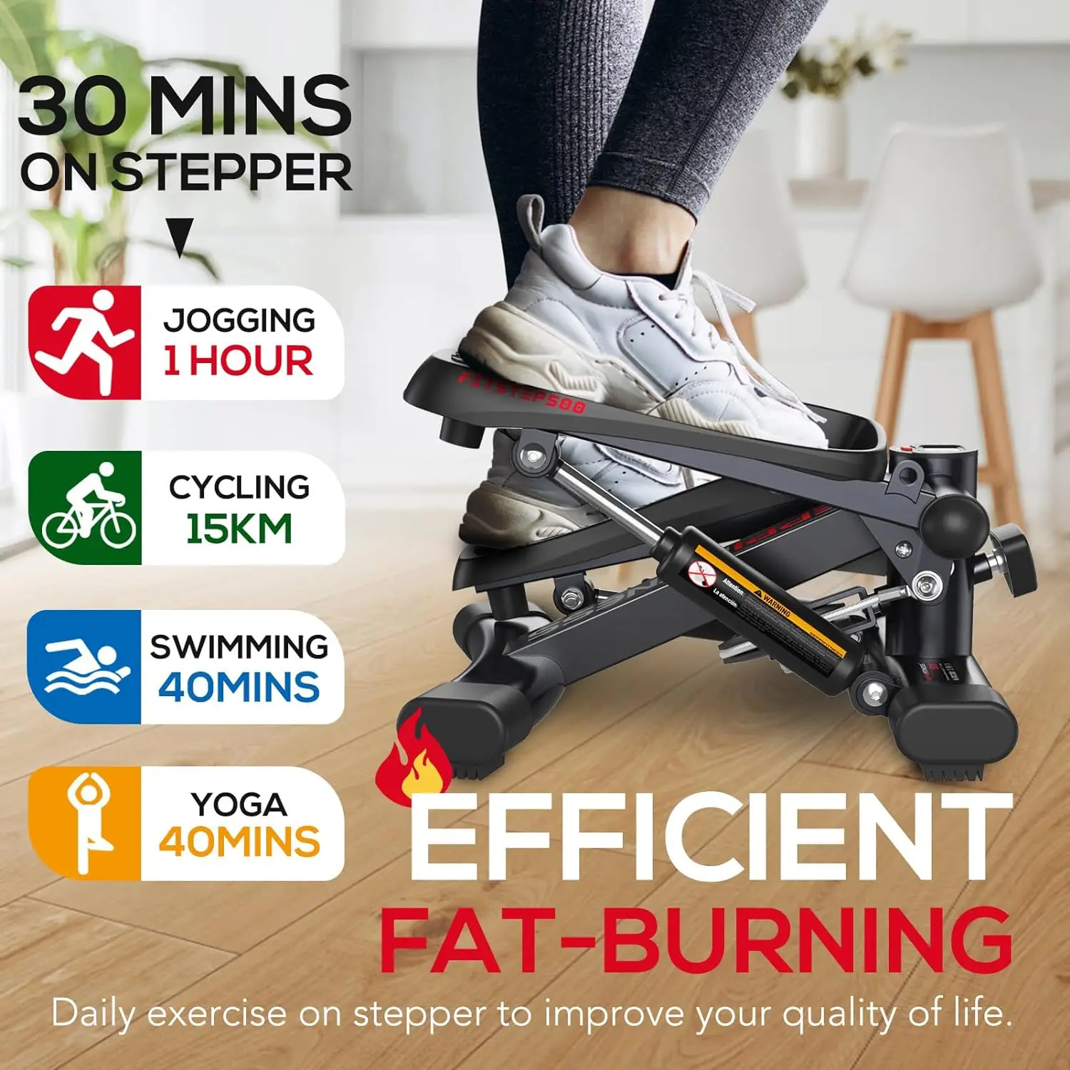 Steppers for Exercise at Home, Mini Stepper with Resistance Bands for Cardio Fitness Full Body Workout