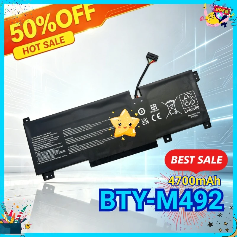 

11.4V 53.5Wh BTY-M492 New Laptop Battery for MSI Pulse GL66 11UDK-076 GL66-11UDK-066JP 11UEK-007FR 11UEK-050XFR Notbook Bateria