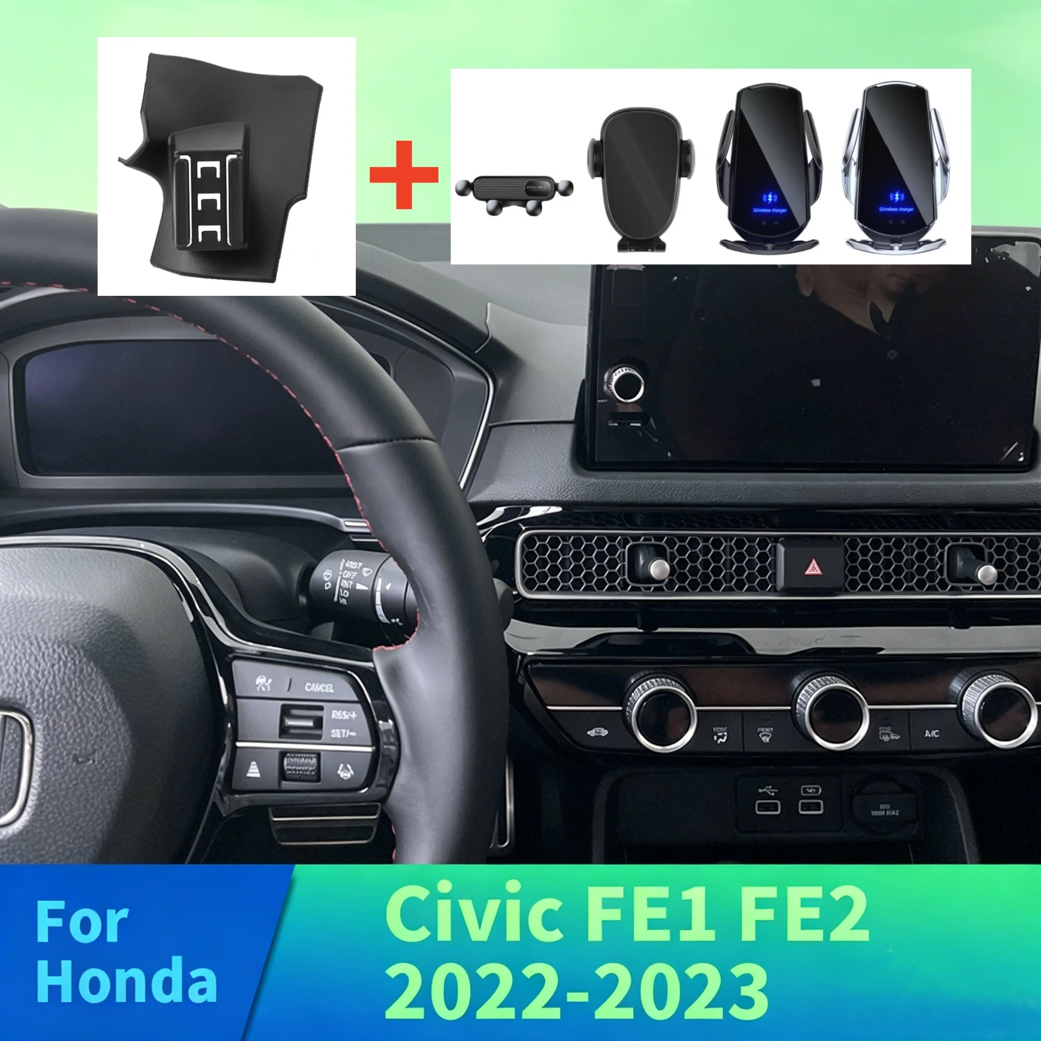 Base de sujeción rápida para Honda Civic FE1 FE2 2022-2023, soporte para teléfono de coche fácil de instalar, compatible con varios soportes para teléfono.