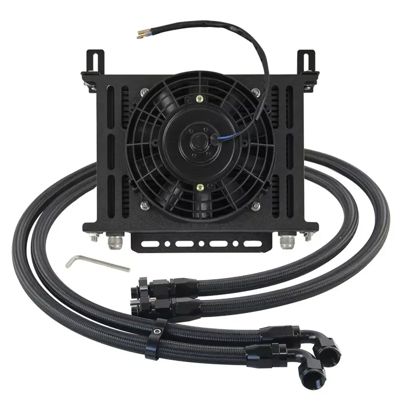 【Premium Quality Daria】 28 Row Oil Cooler Kit W/ Bracket for E36 E46 M3 E90 E92 E93 135i 335i +7'' Electric Fan Transmission