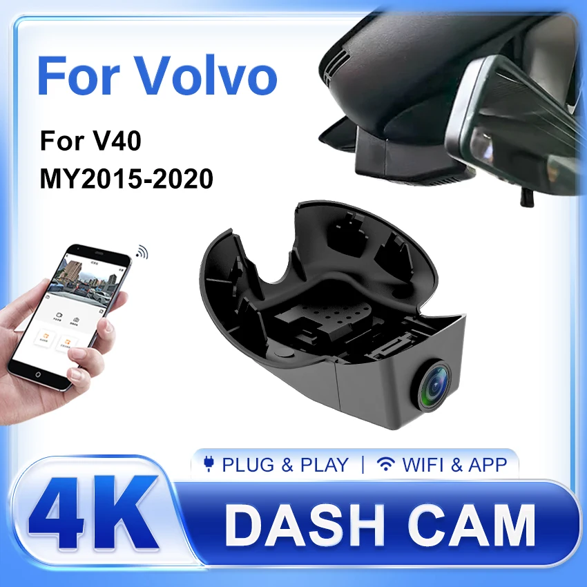 

Plug and Play 4K Car DVR Dash Cam Wifi Front Rear Camera Video Recorder for Volvo V40 2013 2014 2015 2016 2017 2018 2019 2020