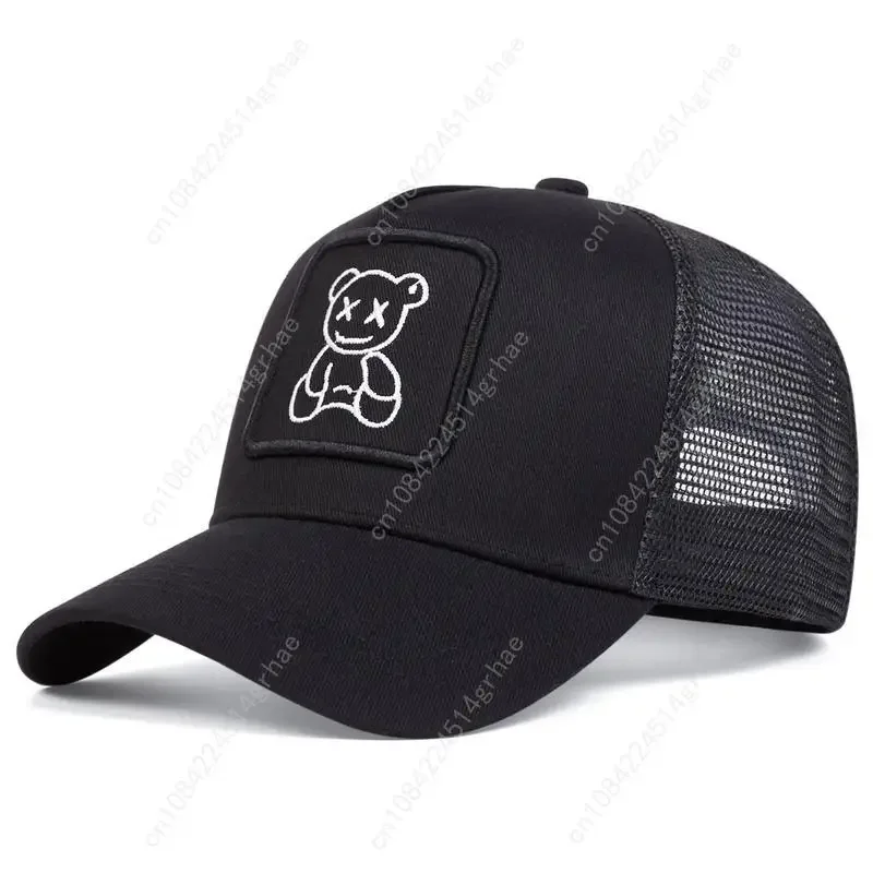 Czapka baseballowa unisex z haftowaną pandą, damska, męska, siateczkowa, regulowana, przeciwsłoneczna, rekreacyjna, na podróże, turystykę, wakacje na plaży.