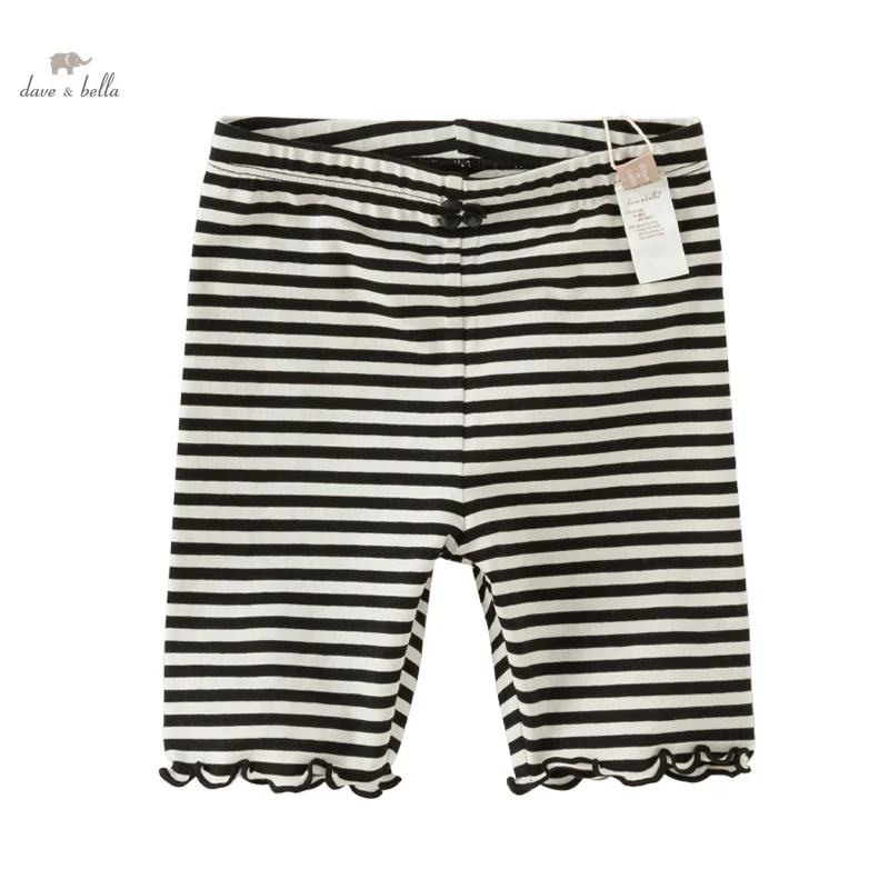 Dave Bella Children's Elastic Pants 2024 New Summer Clothes Girls Baby Fashion Casual Thin Leggings Cute Sweet DB2241111