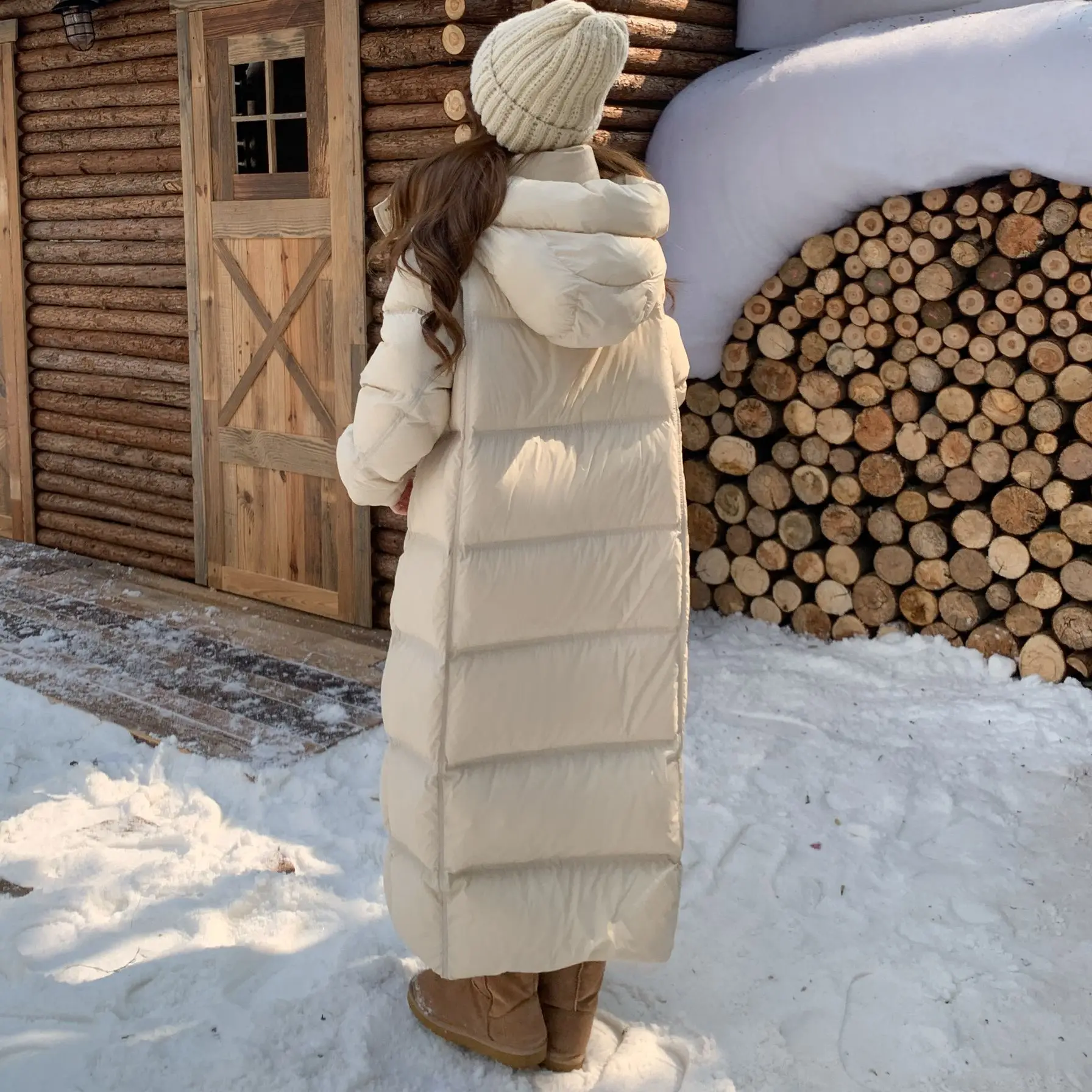 2025年冬新作 レディース ダウンジャケット 通勤用 フード付き ロングパーカー ダウンジャケット