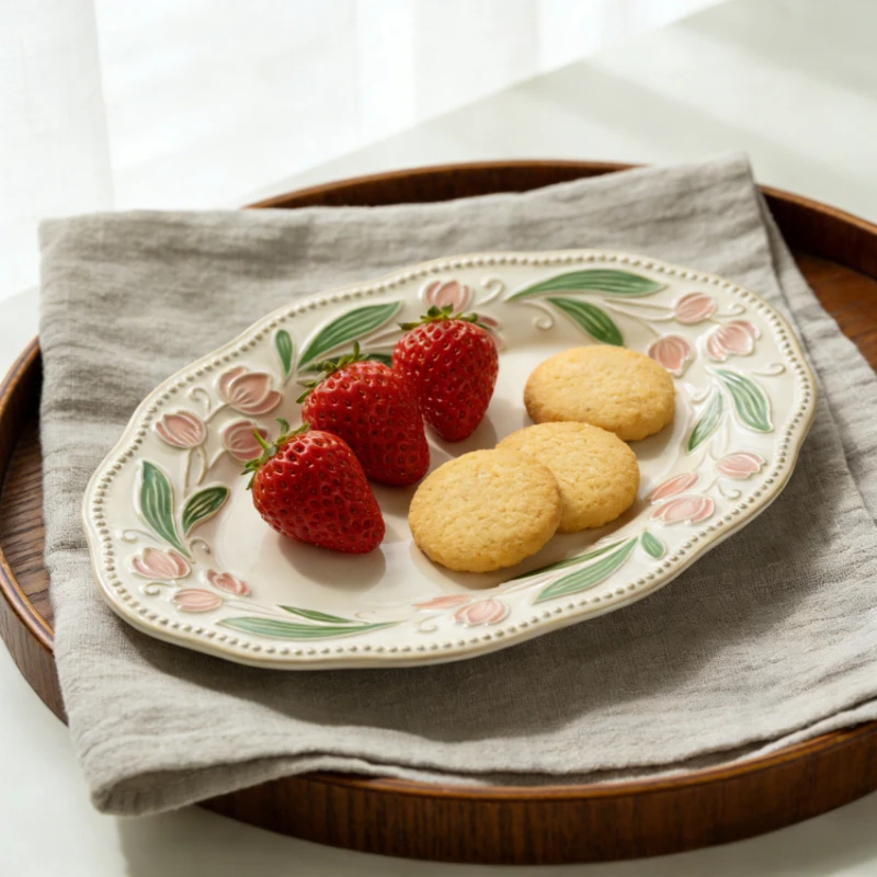 

Японская ретро-посуда с цветочным узором: керамические тарелки, миски для риса, фруктовые тарелки с подглазурной росписью для дома и кухни