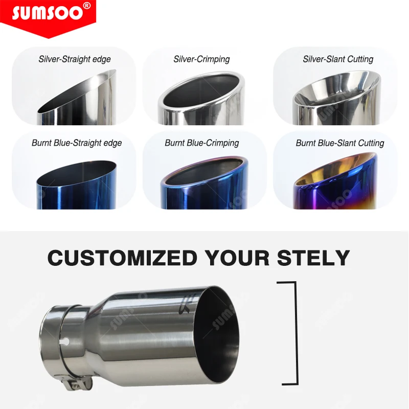 1PCS Auspuff Endrohr Edelstahl Universal Automobil auspuffrohr Schalldämpfer Auto zubehör modifikation