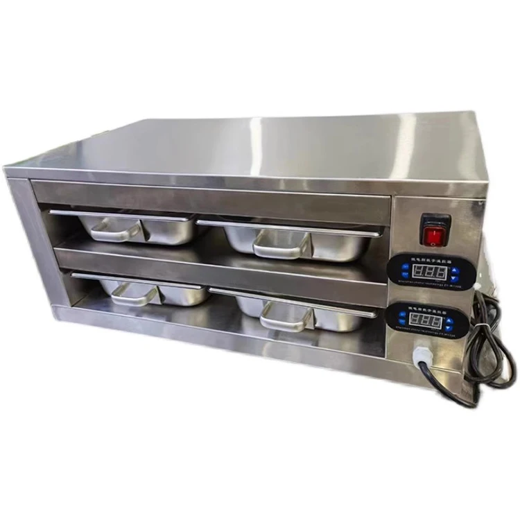 Luxury Electric Stainless Steel Food Warmer Showcase Restaurant Warming Meat Filling Hamburger Meat Insulation Showcase