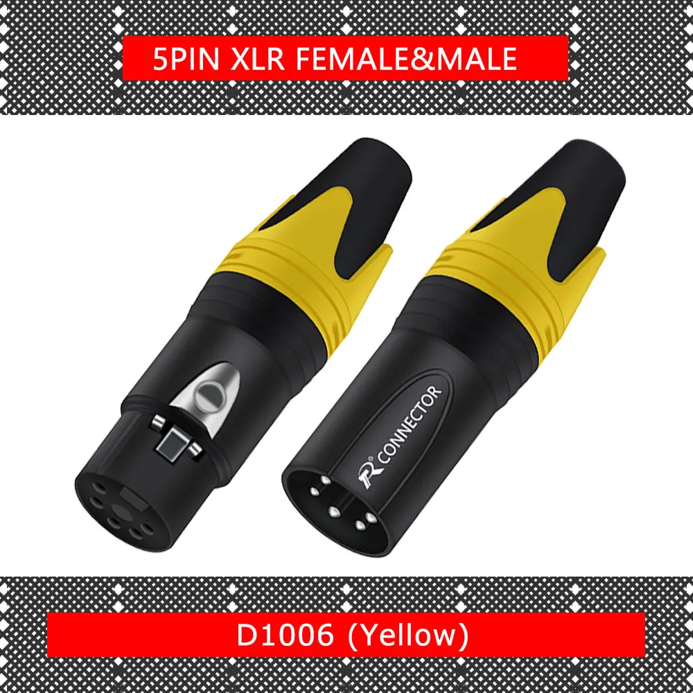 10 stks/partij 5 Pin XLR Connector Mannelijke/Vrouwelijke Jack Plug Vernikkeld 5 Pole Microfoon Jack MIC Kabel Terminal Audio connector - afbeelding 1