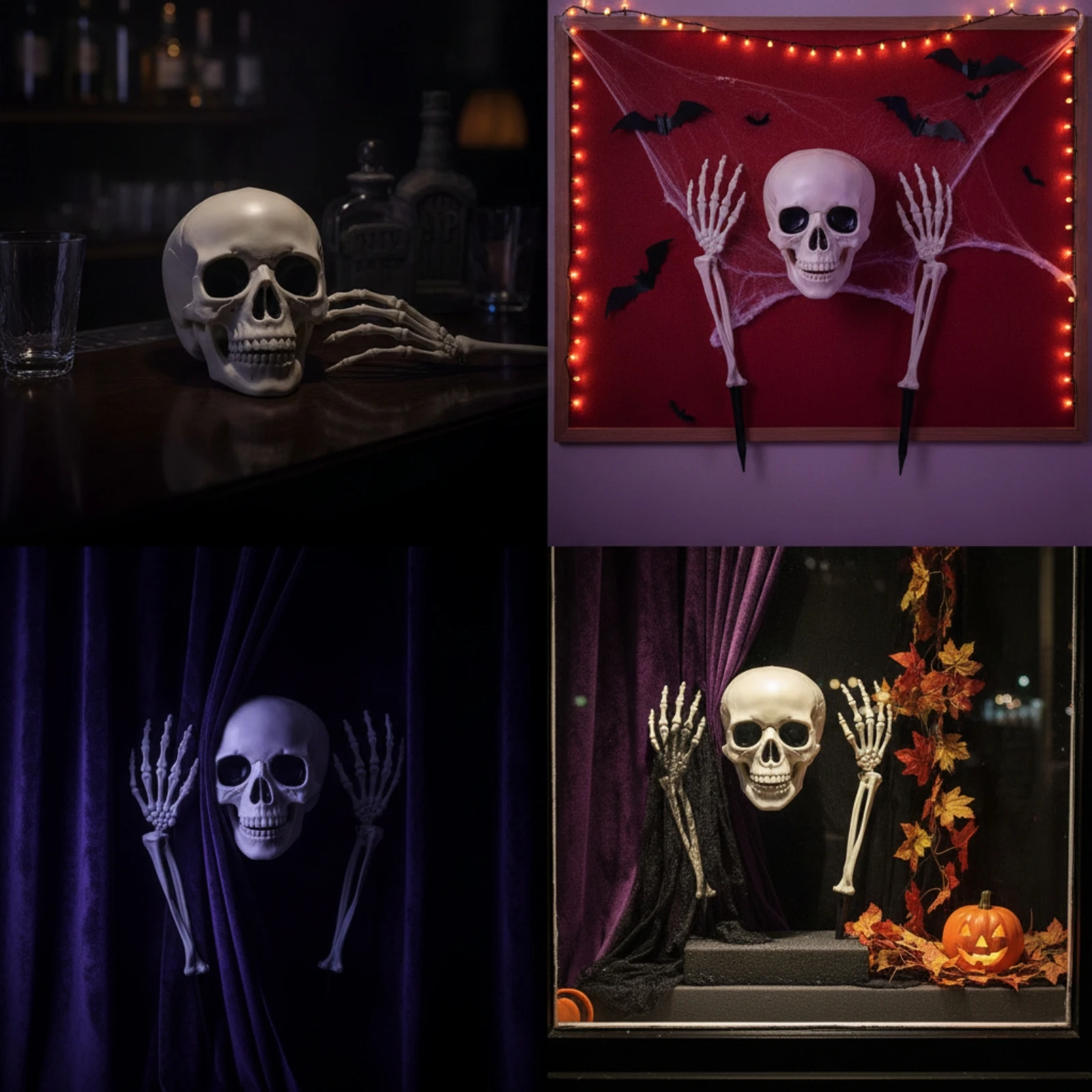 3 Pieces Skull and Skeleton Arms Scary Skeleton Arm Stakes Halloween Lawn Stakes Lifelike Plastic