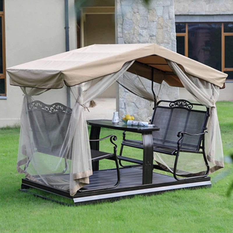 Factory Direct 2026 Outdoor Powered Leisure Rocking Chair Four-Seater Rattan Swing Chair Garden Terrace Balcony Modern