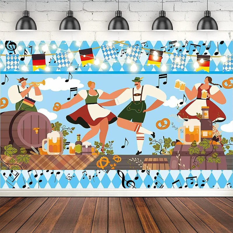 Photography Backdrop Oktoberfest Dancing Party Barrel Germany Holiday Celebrate Banner Birthday Decoration Background Supplies